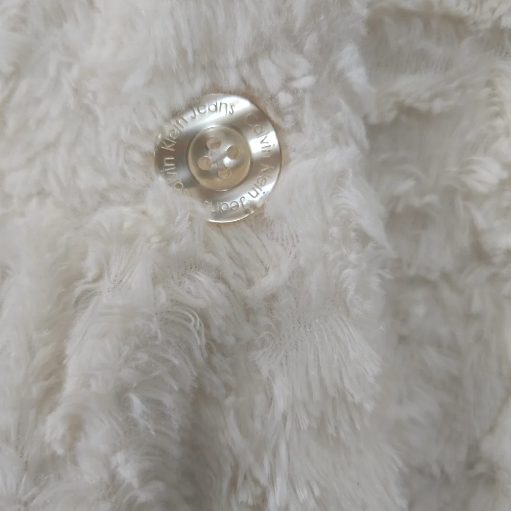 Calvin Klein Jeans White Pea Coat Plush Faux Fur